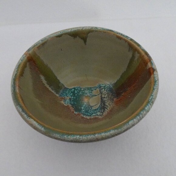Studio Art Pottery Terracotta Bowl Signed Pattern Nature/Abstract Style - Picture 1 of 11